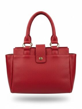 Classic Red Leather Tote Handbag